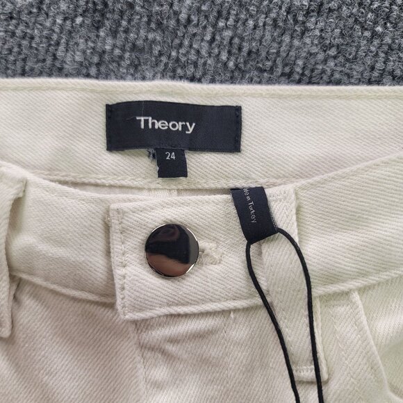 Theory Womens Size 24 Treeca D Crop Slim Cut Ecru Colored Drill Pants New - Picture 6 of 16